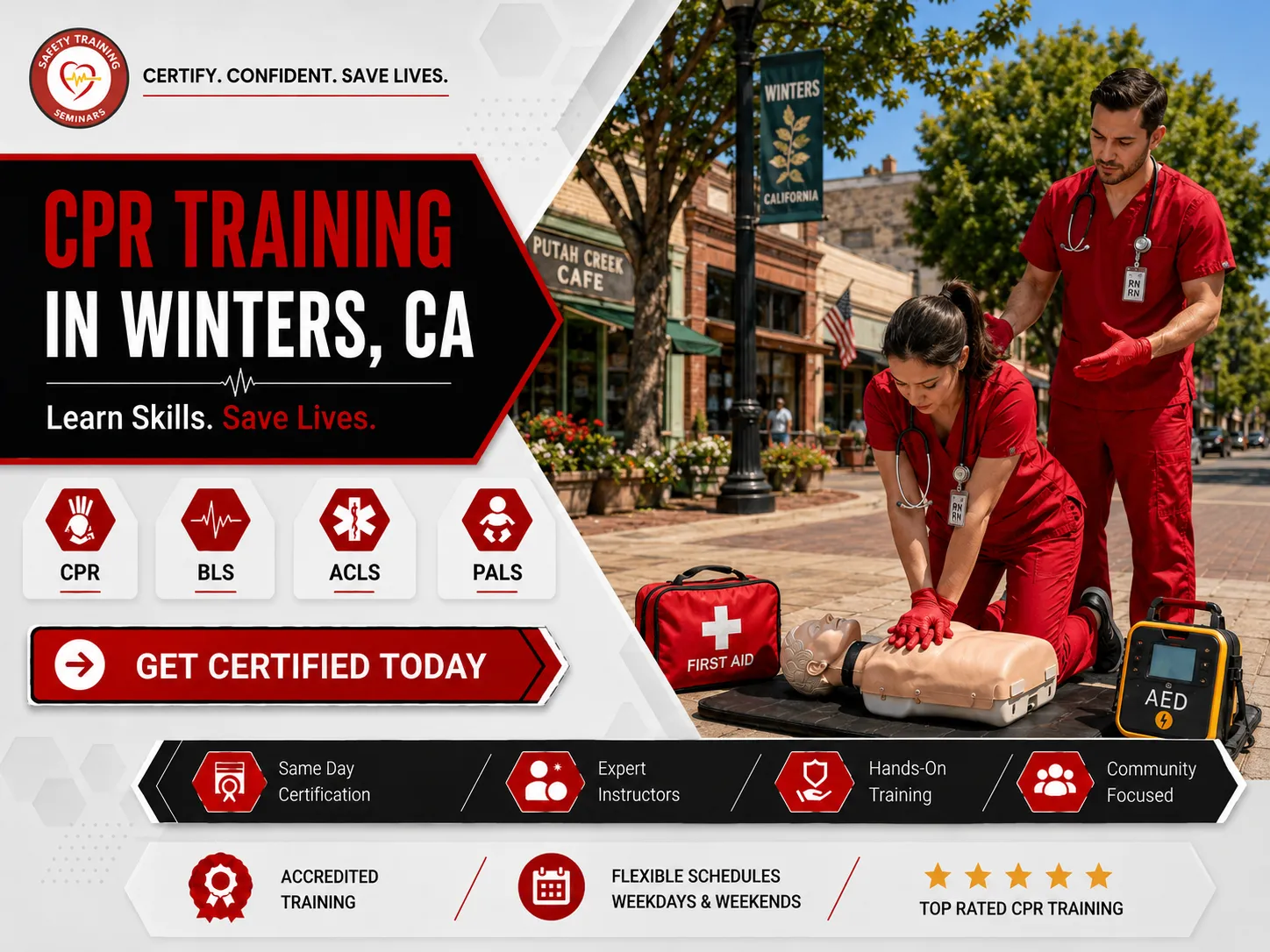 CPR BLS training session with AHA-certified instructor in Winters, CA